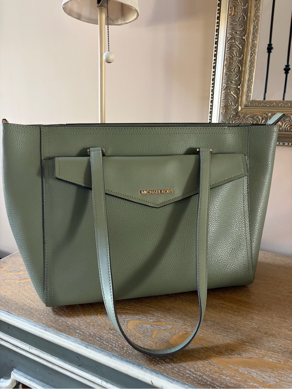 Michael Kors Olive Leather Shoulder Bag